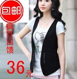 包邮2011韩版春夏装百搭双排扣女式背心黑色休闲小马甲夹
