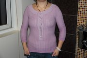 2016秋冬装外贸大牌原单尾货女装紫色针织衫条纹上衣七分袖毛衣