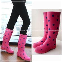 出口欧州新款 女式时尚印花高筒雨靴/雨鞋/水鞋 春夏清爽款