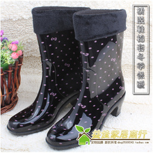 高跟时尚雨靴/雨鞋/水晶中筒雨靴女款雨鞋淑女黑 特价秒杀