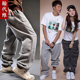 2012春装新款弯弯情侣班服运动裤嘻哈韩版潮纯棉纯色play男装裤子