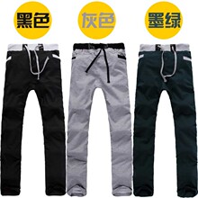 韩版休闲系带运动裤 男 春秋 全棉裤 纯棉运动长裤/系带卫裤