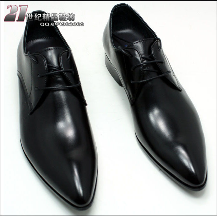 【小黑和小胖】男士正装皮鞋 尖头系带 雕花鞋头 黑色商务皮鞋-淘淘搜