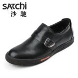【天猫新风尚】satchi/沙驰 新款圆头休闲男鞋 真皮皮鞋