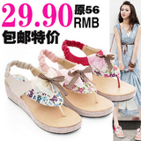 2012新款夏女式凉鞋包邮罗马鞋糖果坡跟女鞋厚底松糕鞋夹趾凉拖鞋