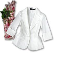 2010秋装新款品牌女装七分袖修身OL小西装小外套韩版奶白色大码