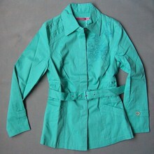 古歌特价 09秋装新品 俏蜜儿C7001藕色 时尚女装 绣花风衣