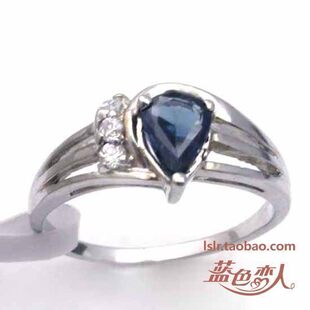  天然山东蓝宝石戒指 正品 女 厂家直销 925银镀金 贵重宝石132元