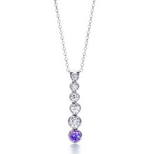 Bank of New artículos de moda de comercio [Tiffany] Special A y seis perlas collar de plata con incrustaciones de piedra (púrpura)