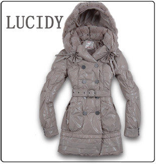 反季特卖 LUCIDY/HIGHDAY 专柜女款兔毛领收腰中长款羽绒服M600