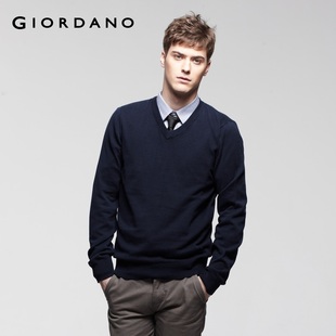 2012 Giordano v-neck knit shirt men's simple cotton knitwear 01050520