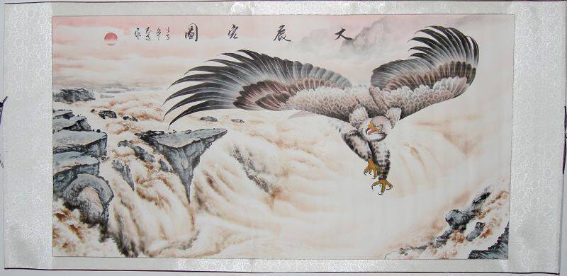 字画批发送礼佳品 字画6尺雄鹰大展宏图 已装裱 装裱成本出售