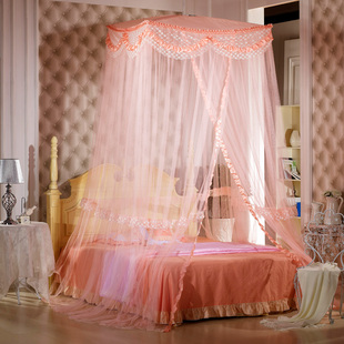 韩式公主蚊帐蕾丝圆顶蚊帐，升级版加大加宽方顶吊顶欧式床幔子母床