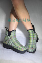 时尚日本外贸原单正品巴宝莉格子低帮花园女橡胶雨鞋雨靴套鞋水鞋