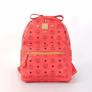  MCM双肩包rain东方神起明星背包西瓜红pvc配牛皮小号双肩柳丁包12