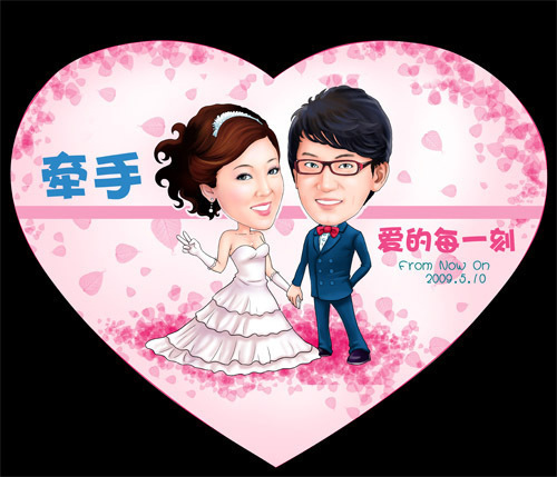 心型Q版真人照片转手绘画像卡通肖像卡通婚礼漫画像设计定制代画在类目 个性定制/设计服务/DIY, 日用/装饰定制, 手绘真人漫画/画类定制中 - 来自Buy2taobao.com提供专业的淘宝代购服务