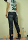 韩国原单涂鸦旧处理收脚牛仔裤