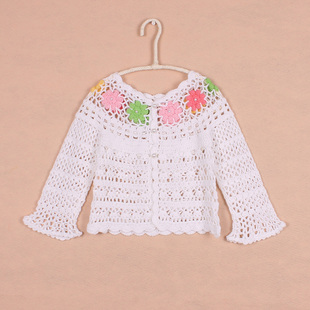 ma童装 女童秋装新款 百搭儿童宝宝手工勾织<em>针织衫外套开衫</em>
