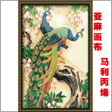 数字油画包邮特价 客厅彩绘数字画数码油画diy手绘画60*90孔雀