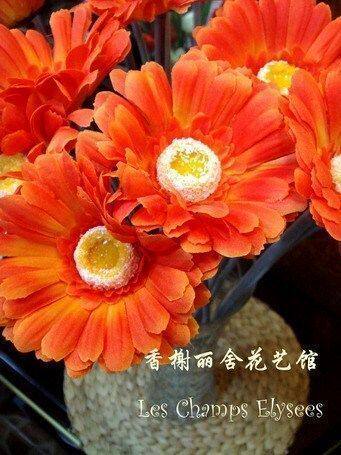 原价2.4 现价1.00 皇冠非洲菊橘红 家居装饰绢花仿真花干花假花