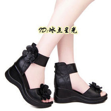 	  
	  秒杀 包快递！正品 韩版全牛皮 坡跟花朵女凉鞋 <span class=H>罗马鞋</span> 细致牛皮