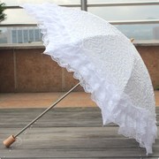 黑胶二折叠双层蕾丝纯白色防紫外线公主伞太阳伞晴雨伞遮阳洋伞