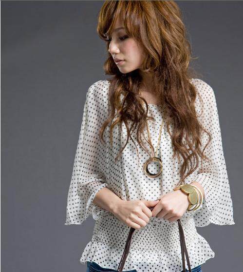 2010春夏新品瑞丽女装韩版3056甜美约会混搭雪纺衫