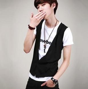  淘金币 男式马甲 马甲 男  韩版 修身 纯棉  新款  K31
