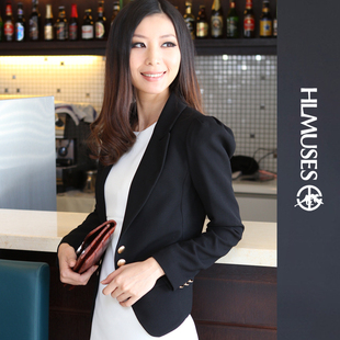  春装旗舰店品牌秋冬款女装 白领修身小西装西服 耸肩短外套
