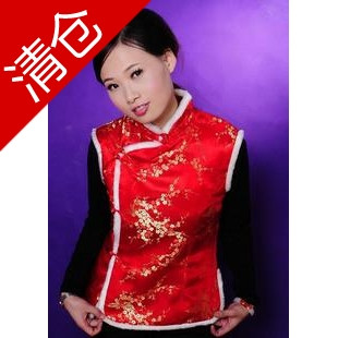 冲四钻中华唐装 冬季女士中式棉背心唐装棉马甲 大红色促