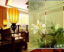 客厅餐厅/精软隔断水墨画国画荷花屏风半透明镂空挂帘包邮/爱莲说