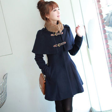 淑女中长款皮扣修身...