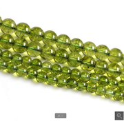 橄榄绿水晶爆花晶石圆珠半成品DIY 手工饰品制作 配件 串珠 散珠