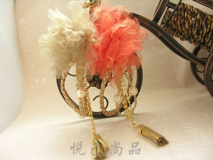 Korean imports Petty Bourgeoisie High-end Lace Chiffon Flower tassels Bag hanging Pendant K110631in the Accessories/Leather belt/Hat/Muffler , Shoes and bags/Belt Accessories , Bag Accessories , Bag pendant category - from Buy2taobao.com to provide professional Taobao agent buy service