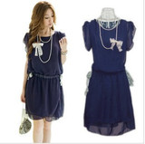 新品<span class=H>2010韩版</span>女装热卖夏装秋装条纹修身雪纺连衣裙子清仓
