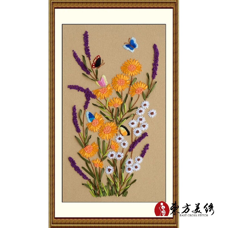 包邮东方美绣 丝带绣 挂画 客厅 万紫千红丝带十字绣新手