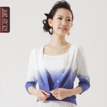 JANESTORY纯棉时尚修身百搭<span class=H>渐变</span><span class=H>色</span>短款单件中袖针织衫JTCK482
