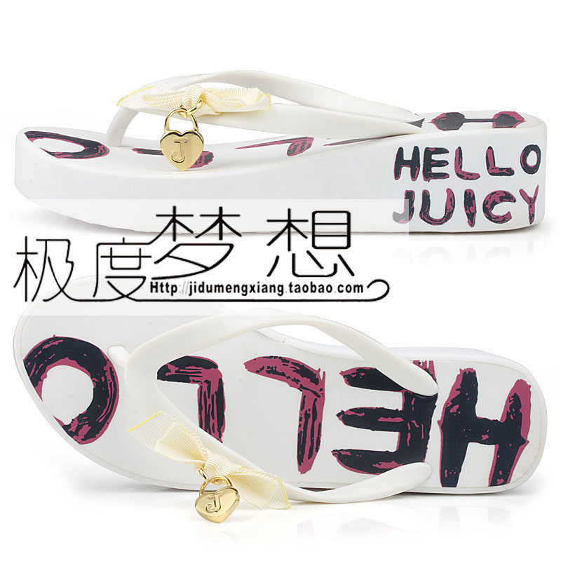 四冠誉 2010夏新juicy 人字拖鞋女夹脚拖鞋沙滩拖鞋坡跟 -涂鸦