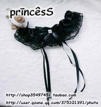 日单 lolita公主卡哇伊蕾丝边珍珠腿箍 腿圈 袜环5色