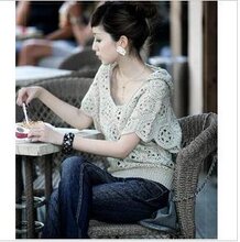 【非凡】V2327新品韩版女装09春夏浪漫奇境花漾钩织连帽毛衣