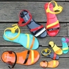 夏季果冻鞋平跟一字凉鞋，撞色平底凉鞋塑料，鞋女式沙滩鞋凉鞋
