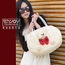 女式手提包2010 新时尚VIVI杂志款草编包藤编包环保包袋女包包619