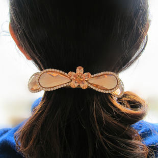 韩版饰品新光水晶锆蝴蝶结，发饰横夹弹簧夹大发夹