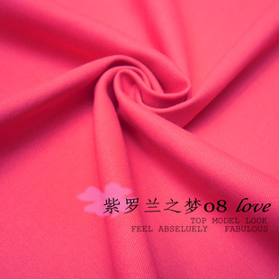 J-434春夏西瓜红风衣面料服装布料糖果色纯棉纯色斜纹弹力