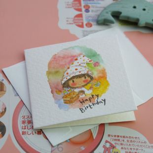  香港小英雄 蜡笔彩绘可爱卡通对折卡片 生日贺卡 1530