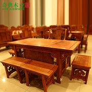 红木家具缅甸花梨将军茶桌椅，组合大果紫檀茶台功夫茶红木家具