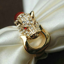 Verdadero lujo grandes famosa foto Cartier Panther tarjetas cabeza del anillo * embalaje de entrega