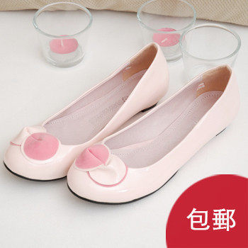 1976 淑女气质 浅口低帮花朵 女鞋 休闲低跟甜美单鞋子AM2049粉色
