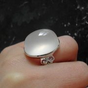 泰银 925纯银 曼谷 手工原创设计 镀白金天然淡粉晶戒指16