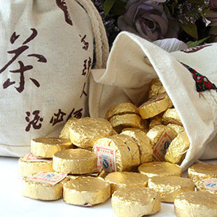 云南普洱茶 康福高香普洱 小金币尊贵高端品质500克茶叶 送布袋